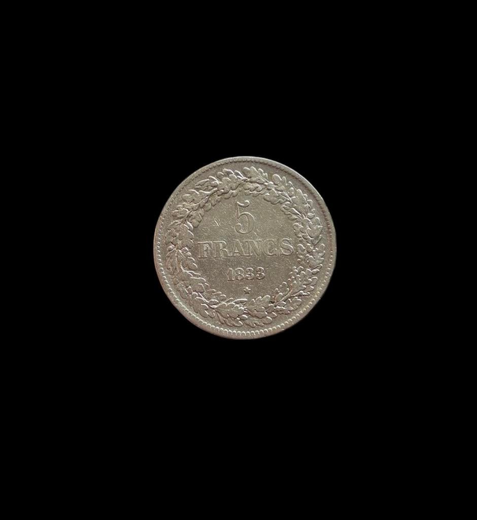 5 pièces d'argent Frank Leopold I, Enlèvement ou Envoi, Monnaie en vrac, Argent, Argent