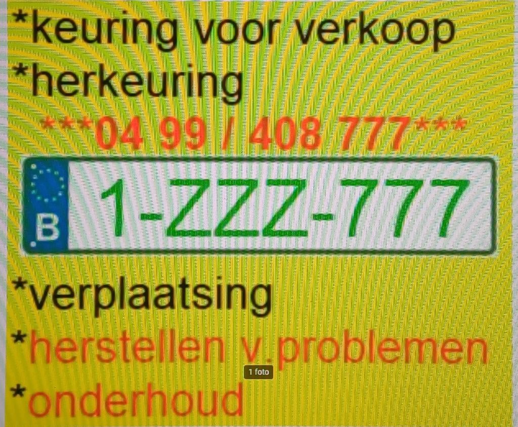 Z-plaat keuring voor verkoop, transport 0499 408 777, Enlèvement