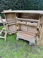 teak bartafel met 2barkruks, Ophalen, Zo goed als nieuw