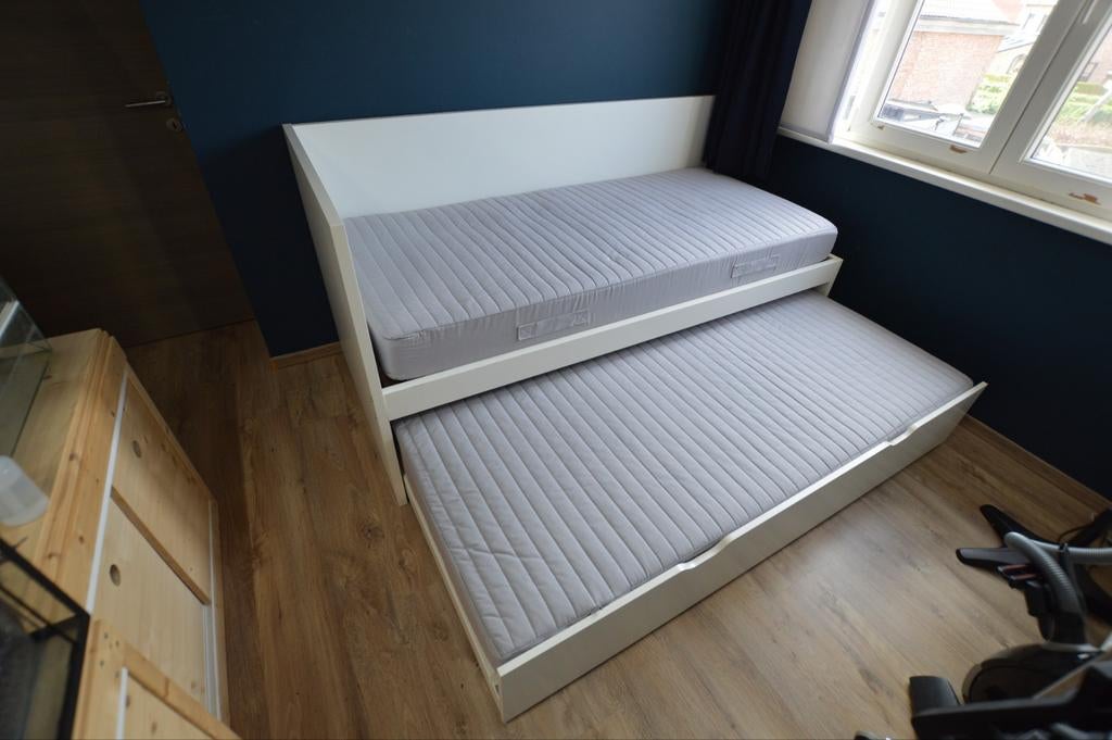 Uitschuifbaar bed | 207x97x100cm | Incl lattenbodem & matras, Ophalen, Tweepersoons, 100 cm, Gebruikt