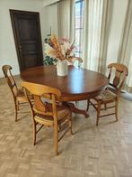Antieken houten tafel (uitschuifbaar) + 4 stoelen, Enlèvement, Comme neuf