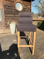 6 tabourets/ chaises de bar en bois et tissu marron, Maison & Meubles, 90 cm ou plus, Avec repose-pieds, Enlèvement, Utilisé