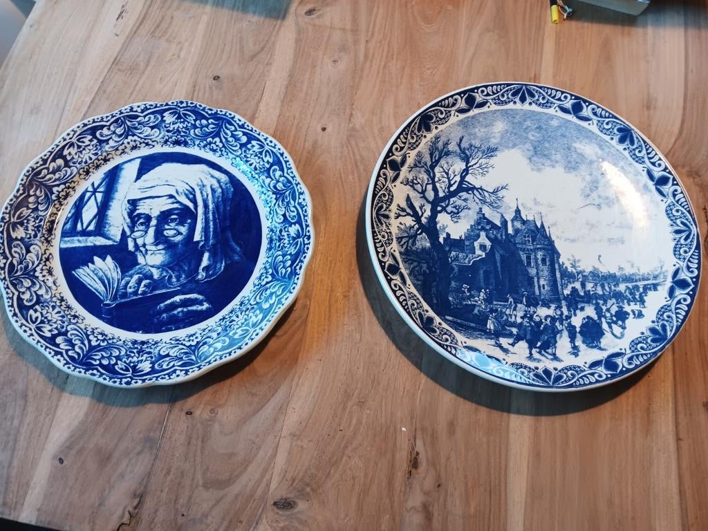 2 grote borden boch delfts blauwe, Antiquités & Art, Enlèvement ou Envoi