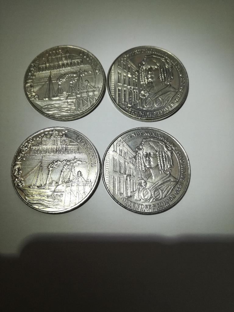 4 stuks Oostendse stuivers 100 stuivers MERCATOR, Setje, Zilver, Ophalen of Verzenden, Zilver