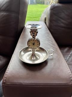 Rare Pendulette « Bougeoir » Jaeger-LeCoultre - Vers 1950, Antiek en Kunst, Antiek | Kandelaars, Ophalen, Overige materialen