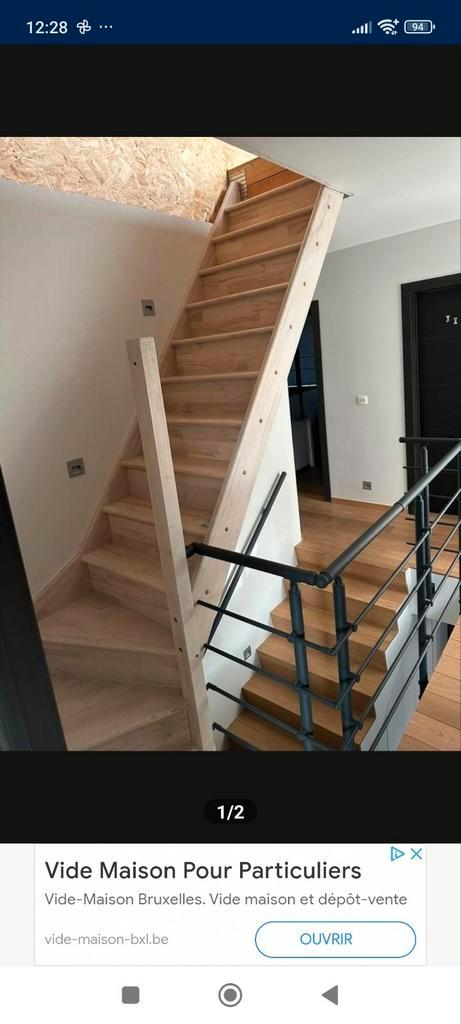 Escalier hêtre massif 1/4 tournant droit Sogem complet FSC++, Bricolage & Construction, Échelles & Escaliers, Escalier, Enlèvement