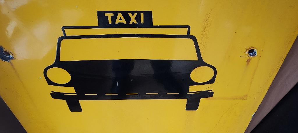 oud emaille bord "Taxen dort", nu in uitverkoop 150 euro, Verzamelen, Merken en Reclamevoorwerpen, Gebruikt, Reclamebord, Ophalen of Verzenden