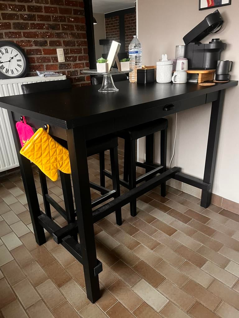 Bartafel met 2 stoelen, Huis en Inrichting, Barren, Ophalen, Gebruikt, Inclusief barstoelen