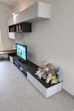 Modern TV-meubel met bovenkasten wit/donker hout., Huis en Inrichting, Ophalen