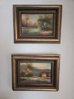 2-luik schilderijen, gehandtekend., Ophalen of Verzenden