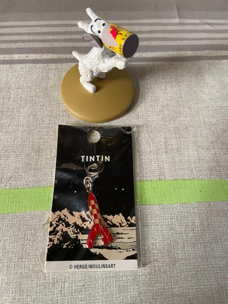 beeldje Kuifje: Bobbie met blik + sleutelhanger raket, Collections, Enlèvement ou Envoi, Tintin, Comme neuf, Statue ou Figurine