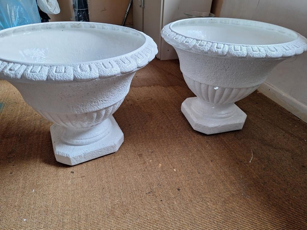 2 BACS A FLEURS, Jardin & Terrasse, Bacs à fleurs & Jardinières, Rond, Comme neuf, 30 à 60 cm, Enlèvement