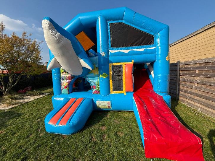 Springkasteel te koop - Multiplay Dolfijn, Hobby en Vrije tijd, Feestartikelen, Gebruikt, Feestartikel, Ophalen