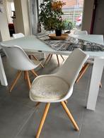 Tafel ( interior of exterior)met 6 stoelen, Huis en Inrichting, Tafels | Eettafels, Ophalen, Gebruikt, 150 tot 200 cm, Vierkant