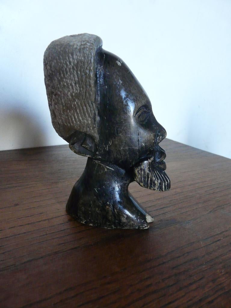 statuette tête africaine en pierre de savon, Antiquités & Art, Enlèvement ou Envoi