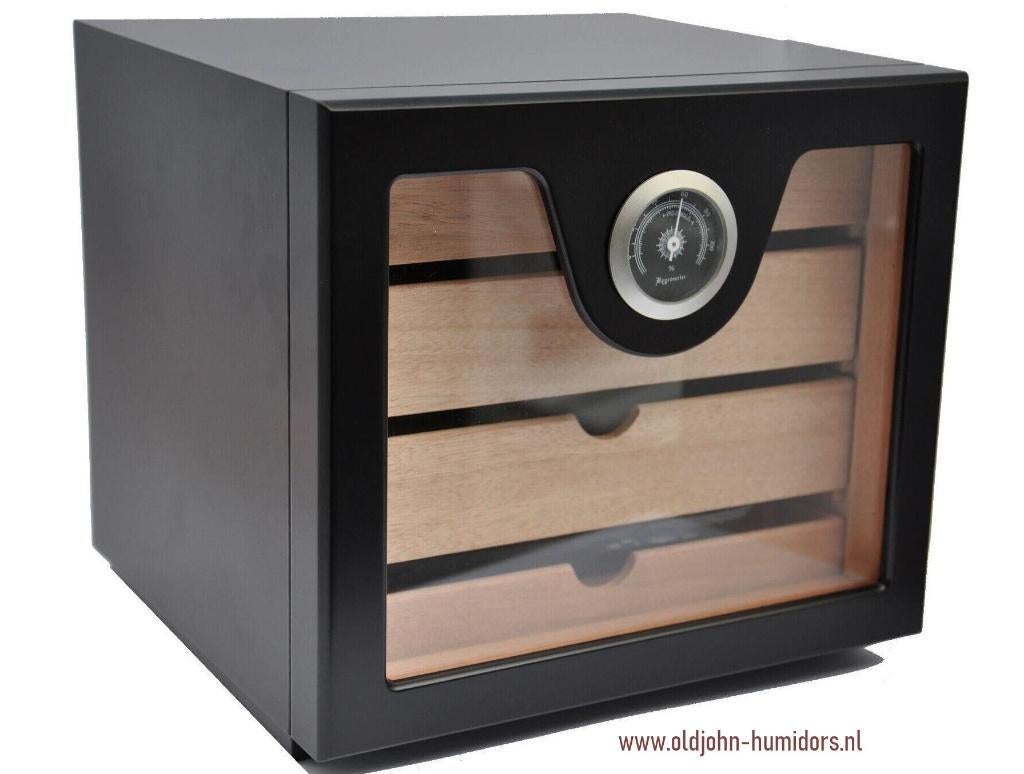 MERK  HUMIDOR KABINET ZWART - 4 LADEN voor 100 SIGAREN  h85, Verzenden, Nieuw, Tabaksdoos of Verpakking
