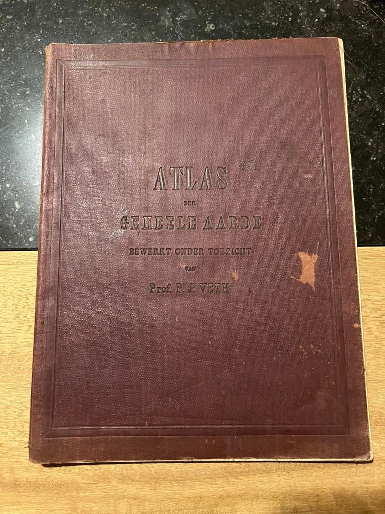 Atlas der geheele Aarde, bewerkt onder toezicht van Prof. P., Ophalen of Verzenden, Prof P.J. Veth