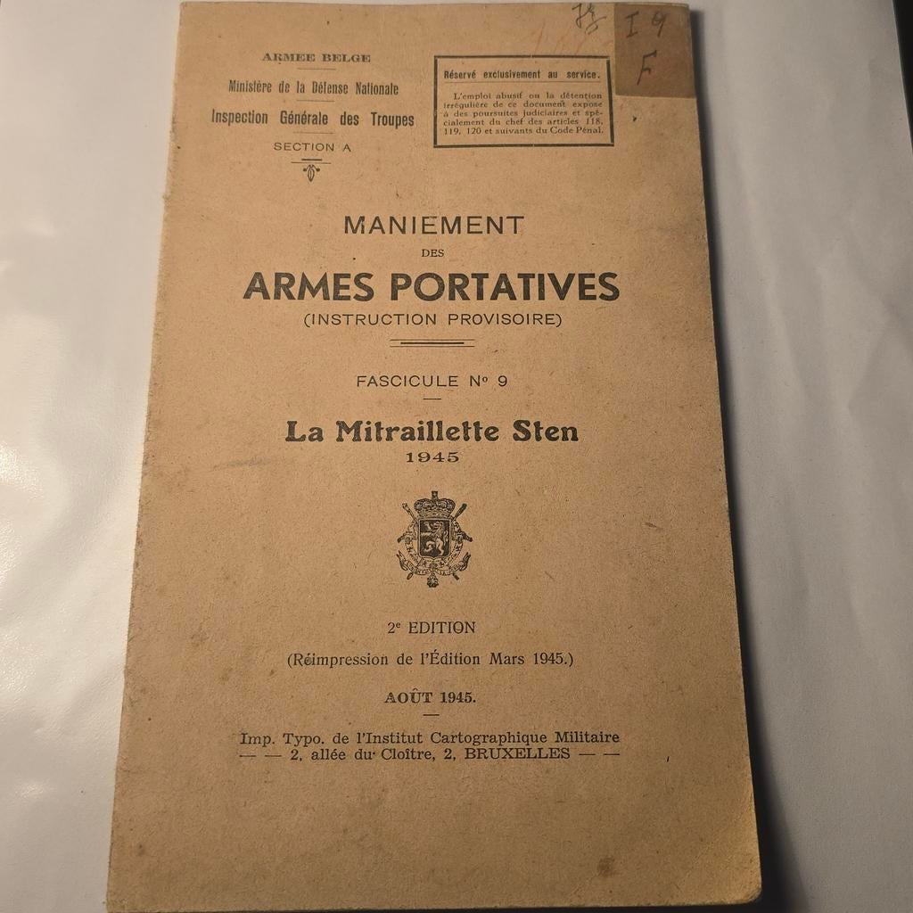 Mitraillette STEN Fascicule 1945, Livres, Guerre & Militaire, Enlèvement ou Envoi