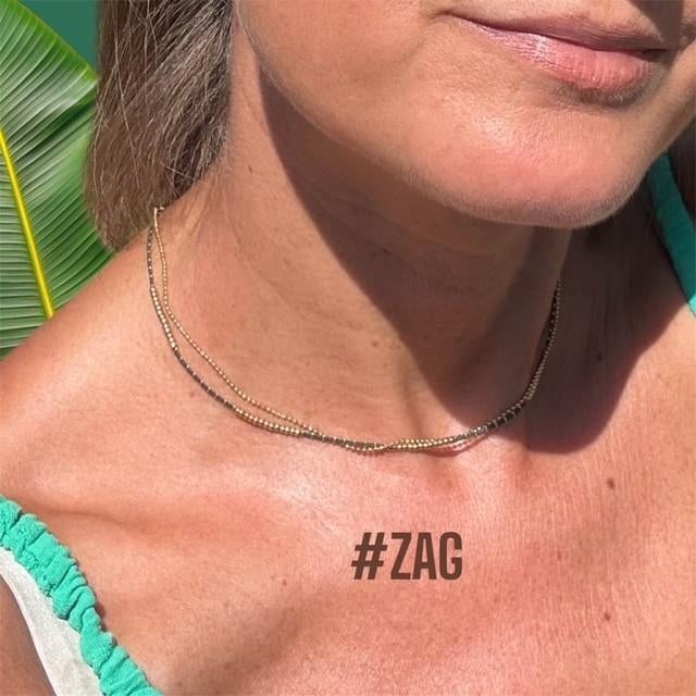 ZAG halsketting goud/khaki, Handtassen en Accessoires, Ophalen of Verzenden, Nieuw, Goud, Overige materialen