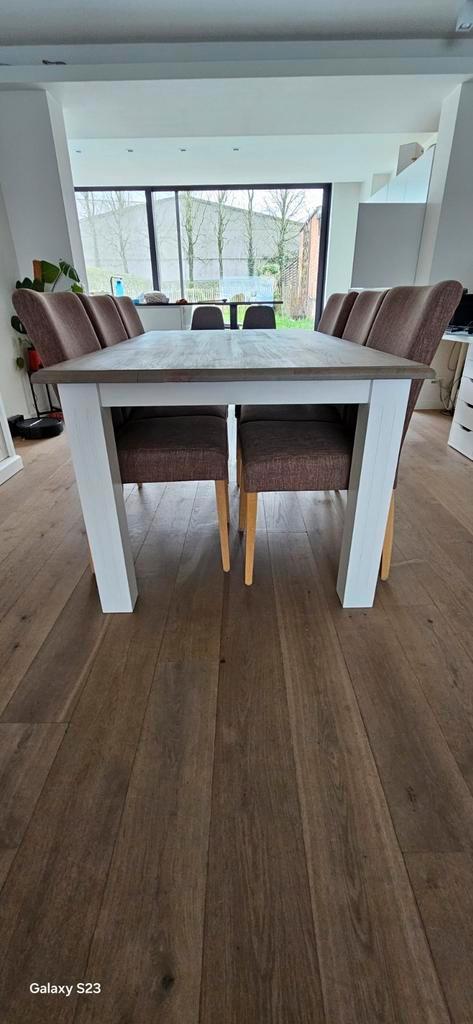 Landelijke eettafel met 6 stoelen – zeer goede staat, Maison & Meubles, Salles à manger complètes, Enlèvement
