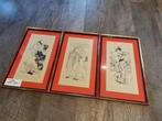3 oude japanse prenten, Antiek en Kunst, Kunst | Litho's en Zeefdrukken, Ophalen