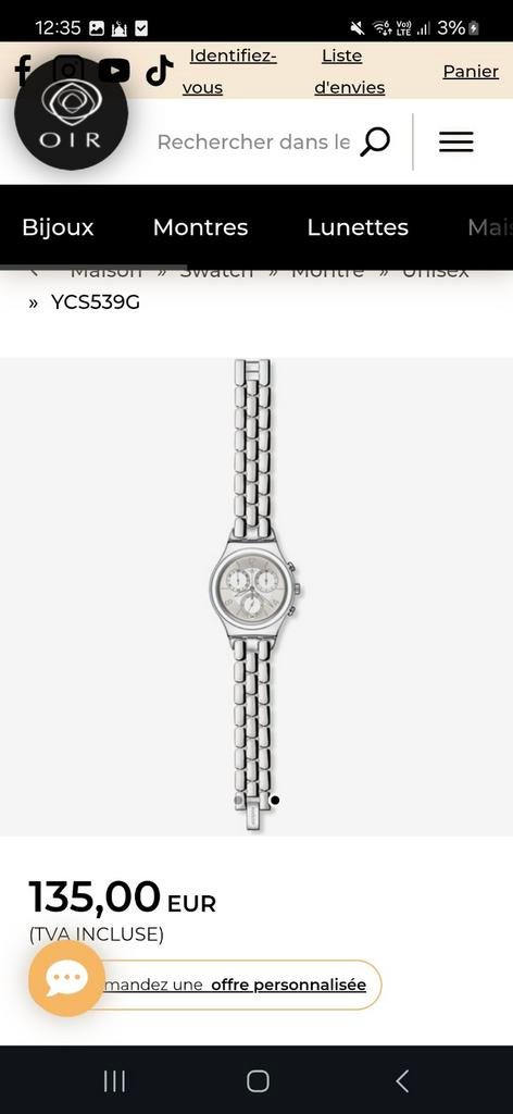 Montre swatch pour femme - Irony YCS539G, Bijoux, Sacs & Beauté, Montres | Femmes, Enlèvement ou Envoi, Acier, Acier, Swatch