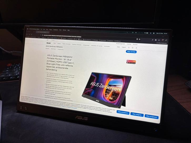 Asus Zenscreen MB16AHV, Computers en Software, Monitoren, Zo goed als nieuw, Ophalen
