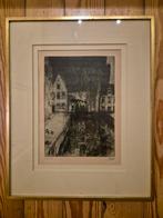 Gravure atmosphérique Jules De Bruycker — « Quai de la Liège, Antiquités & Art, Enlèvement ou Envoi