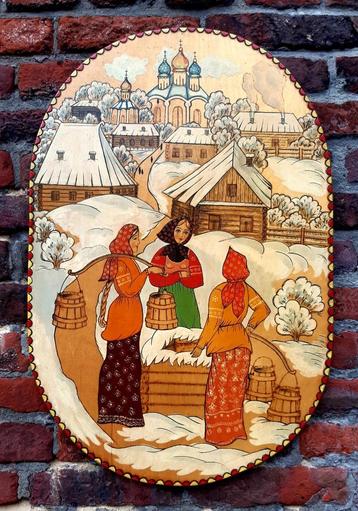 Vintage schilderij van Rusland, zie foto's. beschikbaar voor biedingen