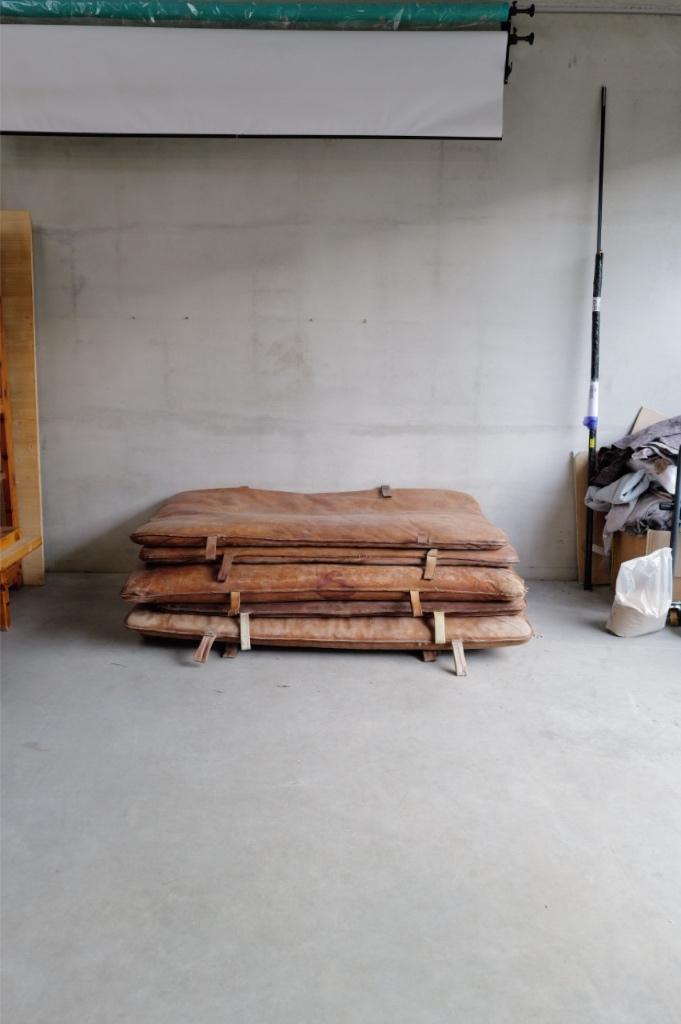 Vintage Lederen Turnmatten – Origineel Gym Materiaal, Sport en Fitness, Turnen, Gebruikt, Materiaal, Bruin, Ophalen