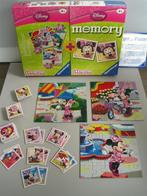 Disney Minny Mouse 3 puzzles + mémoire Ravensburger, Comme neuf, 10 à 50 pièces, 4 à 6 ans, Enlèvement ou Envoi