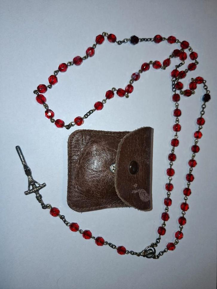 oude rode granaat paternoster, begin 1900, Antiek en Kunst, Curiosa en Brocante, Ophalen of Verzenden