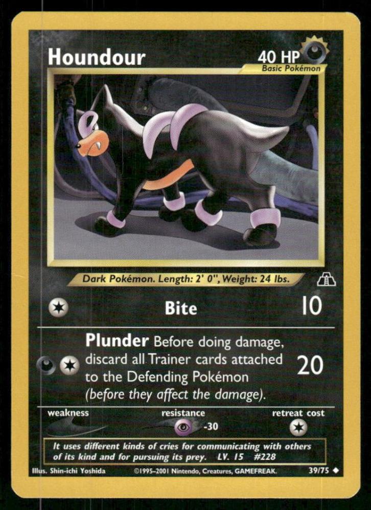 Houndour 39/75 - Neo Discovery, Hobby en Vrije tijd, Verzamelkaartspellen | Pokémon, Gebruikt, Verzenden
