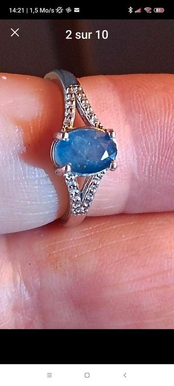 Sterling zilver ring met natuurlijke blauwe saffier