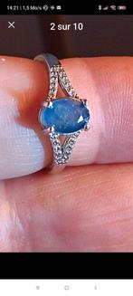 Sterling zilver ring met natuurlijke blauwe saffier, Nieuw, Blauw, Met edelsteen, Ophalen of Verzenden