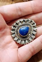 Grote zilveren broche met lapis lazuli, Handtassen en Accessoires, Ophalen of Verzenden, Broche
