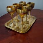 Vintage koperen glazen — elegante set met dienblad, Huis en Inrichting, Keuken | Keukenelementen, Ophalen, Minder dan 50 cm, Gebruikt