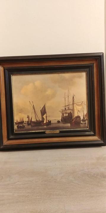 Schilderij "Kalme zee en schepen" van W. Van de Velde beschikbaar voor biedingen