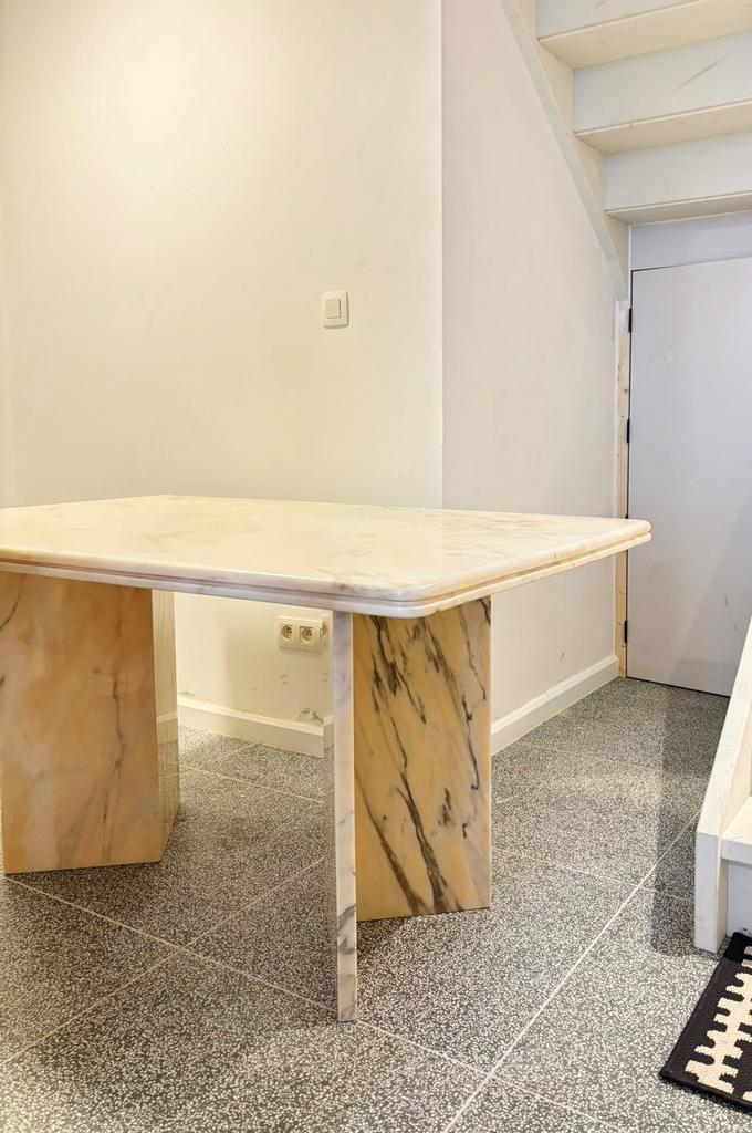 Vintage tafel / bureau  in Italiaans marmer, Huis en Inrichting, Tafels | Eettafels, Gebruikt, 50 tot 100 cm, 100 tot 150 cm, Vijf personen of meer