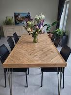 Eettafel steigerhout in visgraat 6/8 personen, Huis en Inrichting, Ophalen, Zo goed als nieuw