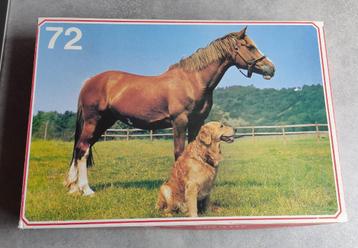 puzzel paard en hond in wei 72 stuks