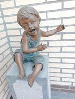 Nieuw BRONZEN BEELD KIND & ZUIL, Tuin en Terras, Tuinbeelden, Ophalen, Nieuw