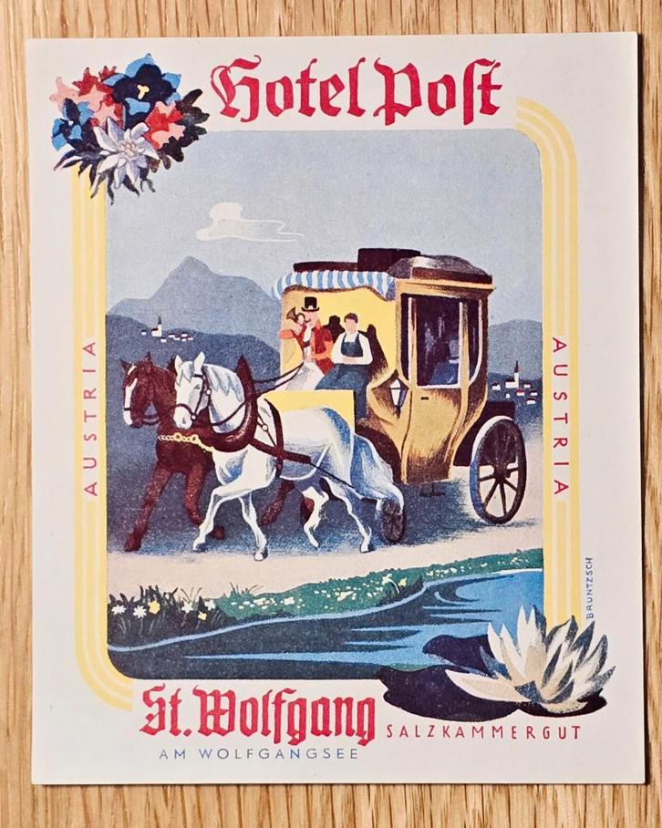 Post St Wolfgang Hotel - Oud label - Label 219, Verzamelen, Merken en Reclamevoorwerpen, Ophalen of Verzenden