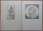 JOZEF W. CORNELIS / LOT VAN 2 WERKEN / ZW-W ETS / 39x26cm, Antiquités & Art, Art | Lithographies & Sérigraphies, Enlèvement ou Envoi