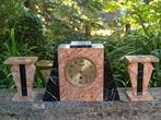 Franse art deco schouwklok met 2 zuilen in werkende staat, Ophalen of Verzenden