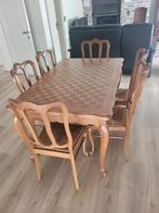 Volledige eetkamer hout, Huis en Inrichting, Ophalen, Gebruikt, 4 tot 6 stoelen