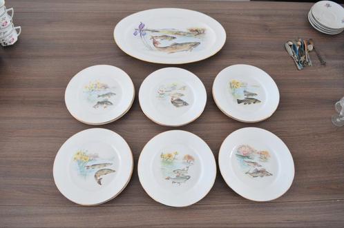 Porselein van Domino Limoges — vintage visservies, Antiek en Kunst, Antiek | Porselein, Ophalen