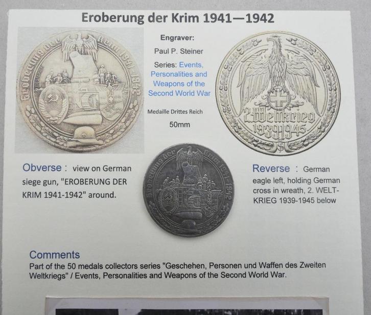 Eroberung der Krim 1942. Medaille 50mm + fotos, Verzamelen, Militaria | Tweede Wereldoorlog, Landmacht, Foto of Poster, Verzenden