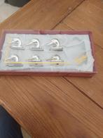 Vintage 6 verzilverde naamkaarthouders zwaantjes Bugatti, Antiek en Kunst, Ophalen of Verzenden