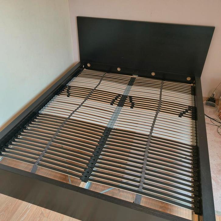 Bed met latoflex 160 x200 zwart, Huis en Inrichting, Slaapkamer | Bedden, Gebruikt, Tweepersoons, 160 cm, 200 cm, Hout, Zwart